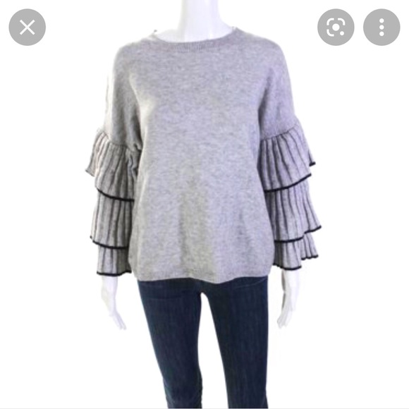 Central Park West Bourbon St ruffle gray sweater - Picture 4 of 6